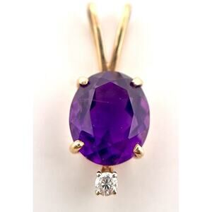 14k Yellow Gold 4ctw Amethyst And Diamond Pendant